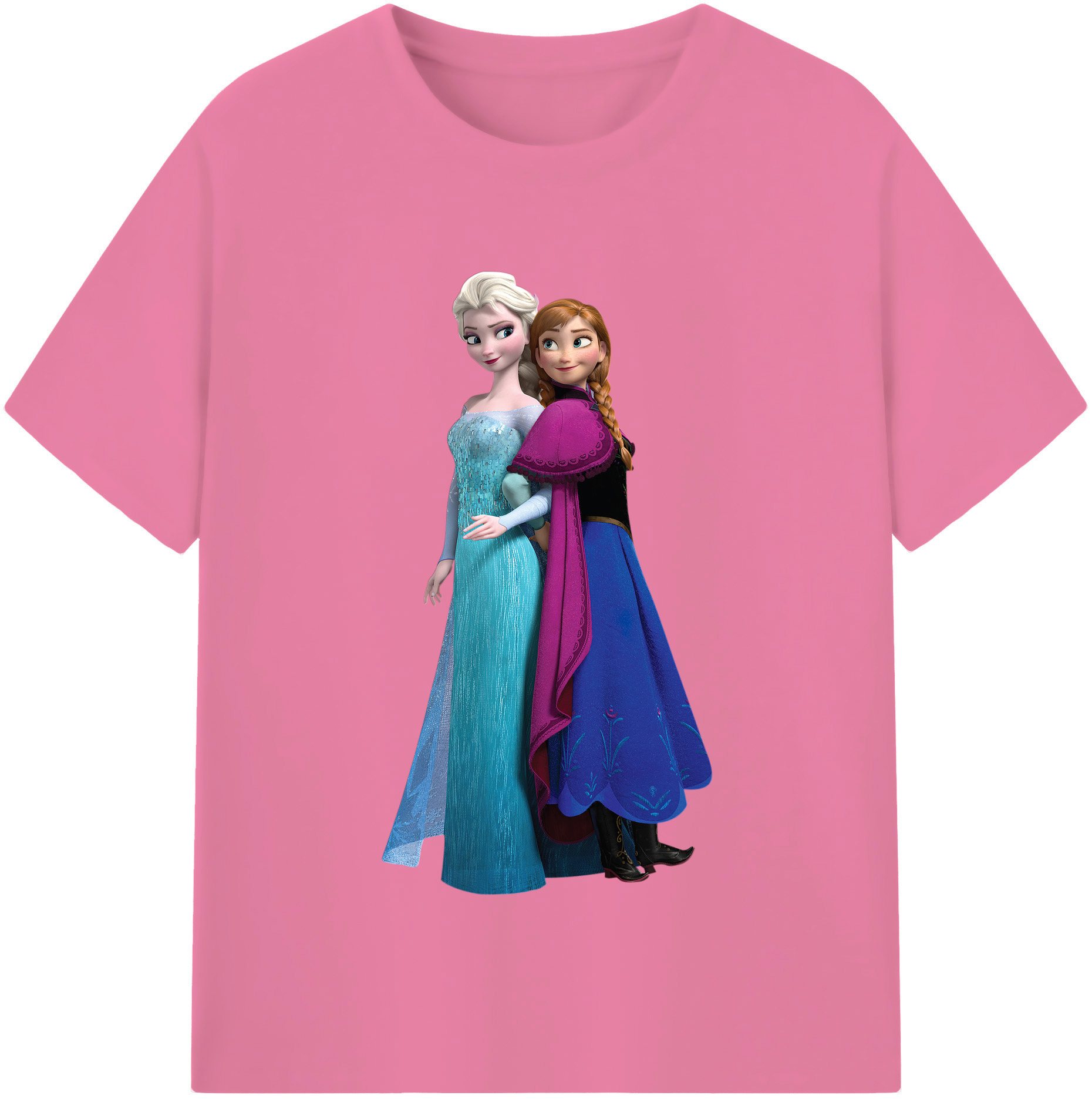 （画像用） アナと雪の女王 アンナ エルサ Frozen Anna Elsa 綿100％半袖Tシャツ（フロントプリント）